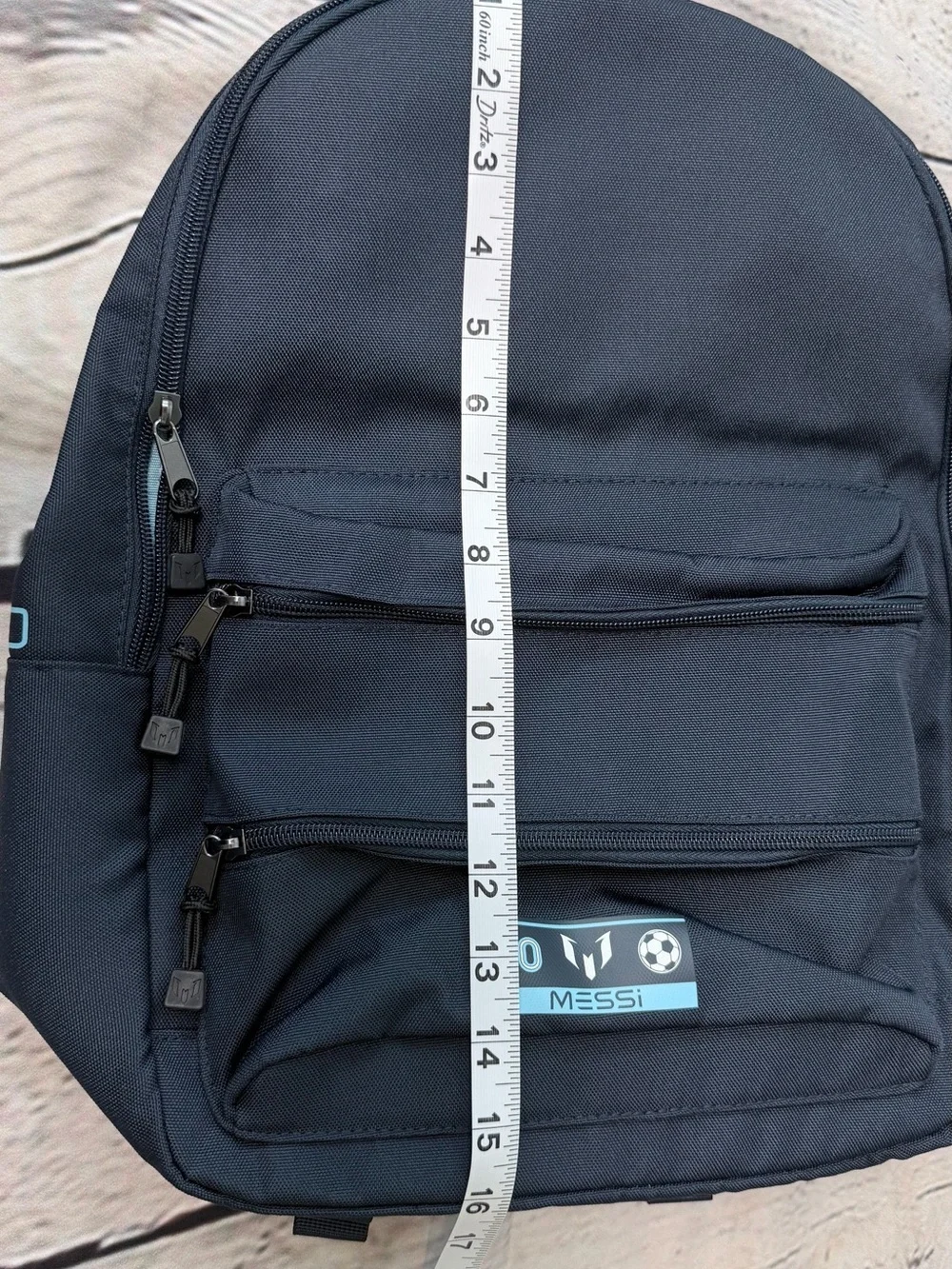Messi Black/Blue Zip Backpack 15L Fits 15